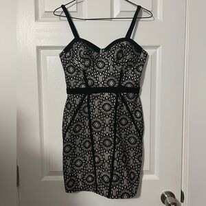 SOLD - Material Girl Lace-Bustier Dress in Black and Cream
